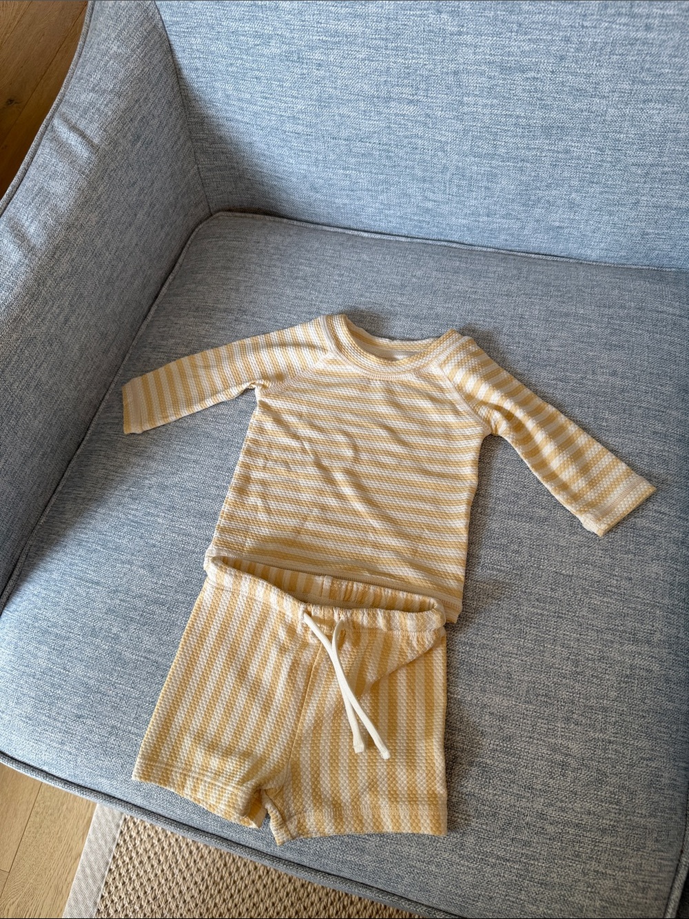 Quincy Mae Striped Yellow Kids Swim Set
